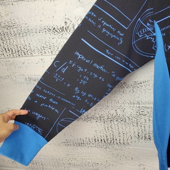 Imperial Motion Hooded Math Formula Hooded Front Zipper Blue Sweater Size XXL - Picture 3 of 11